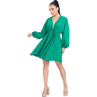 Vestido Onça Preta Morcego Plisse IV23 Verde Feminino