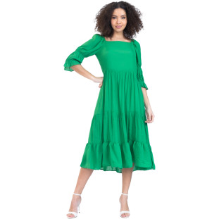 Vestido Mid Onça Preta New Western I23 Verde Feminino
