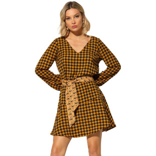 Vestido Onça Preta Babado Logomania IN23 Amarelo Feminino