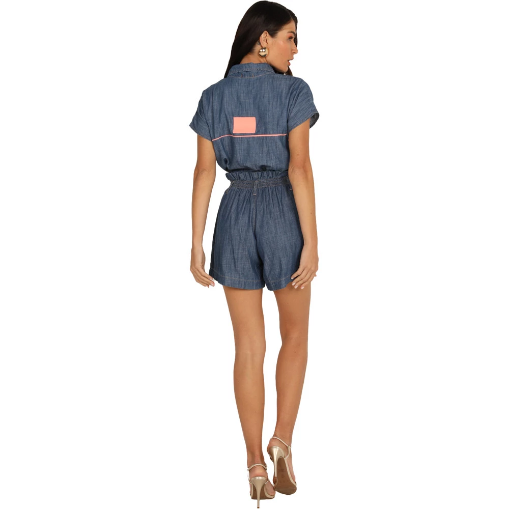 Bermuda Jeans Onça Preta Cintura Alta AV24 Azul Feminino