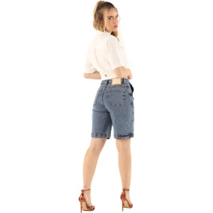 Bermuda Jeans Onça Preta Grandinha VE24 Azul Feminino