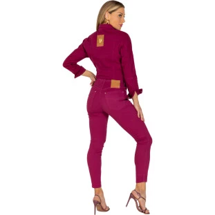 Calça Jeans Onça Preta Skinny Collor IV22 Roxo Feminino
