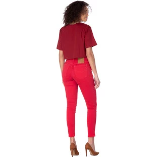 Calça Jeans Onça Preta Skinny Collor IV22 Vermelho Feminino
