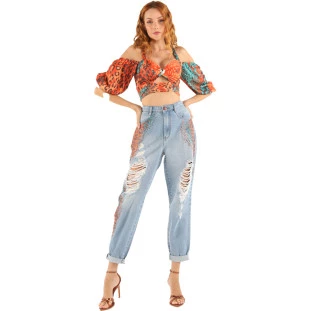 Calça Jeans Onça Preta Mom VE24 Azul Feminino