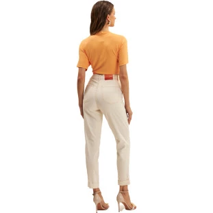 Calça Jeans Onça Preta Mom Basica Ve25 Off White Feminino