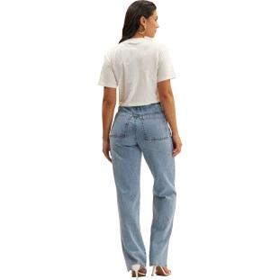 Calça Jeans Onça Preta Reta Recorte Ve25 Azul Feminino