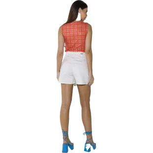 Shorts Jeans Onça Preta Saia Transpassada O23 Off White Feminino