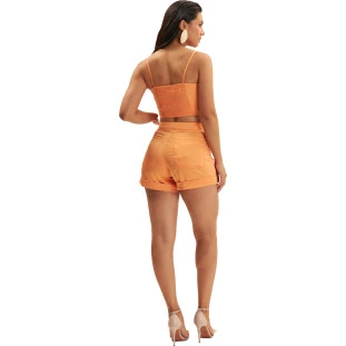 Bermuda Onça Preta Alfaiataria Ve25 Laranja Feminino