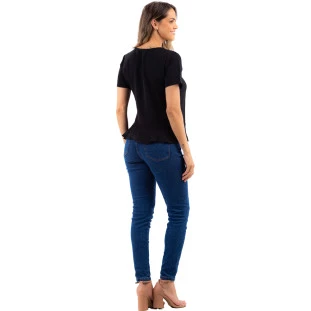 Blusa Onça Preta Babado VE24 Preto Feminino
