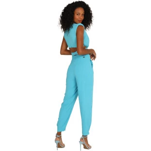 Blusa Cropped Onça Preta Torção AV24 Azul Feminino