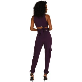 Blusa Top Onça Preta Trama Alfaiataria AV24 Roxo Feminino