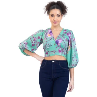 Blusa Onça Preta Manga 3/4 PR23 Verde Feminino
