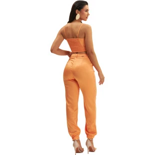 Blusa Onça Preta Alça Alfaiataria Ve25 Laranja Feminino