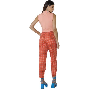 Calça Onça Preta Alfaiataria Estampada O23 Laranja Feminino