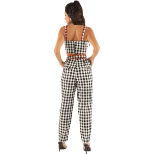 Calça Onça Preta Mom Xadrez VE24 Laranja Feminino