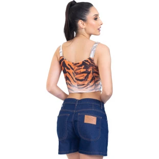 Top Onça Preta Corselet PR23 Marrom Feminino