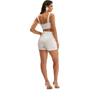 Top Onça Preta Strass Alça Ve25 Off White Feminino