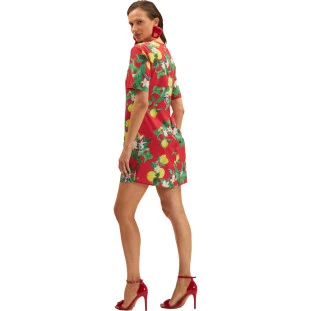 Vestido Onça Preta Camiseta Estampado Ve25 Vermelho Feminino