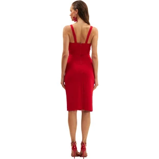 Vestido Onça Preta Corselet Super Mid Ve25 Vermelho Feminino