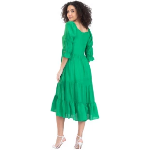 Vestido Mid Onça Preta New Western I23 Verde Feminino