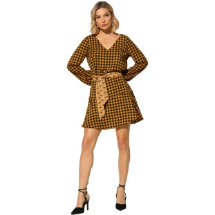 Vestido Onça Preta Babado Logomania IN23 Amarelo Feminino