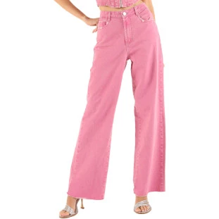 Calça Jeans Onça Preta Wide Reta VE24 Rosa Feminino