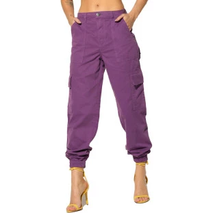 Calça Jeans Cargo Onça Preta IN23 Bordô Feminino