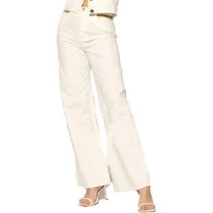 Calça Jeans Wideleg Onça Preta I23 Off White Feminino