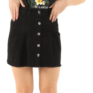 Saia Jeans Onça Preta Colegial VE24 Preto Feminino