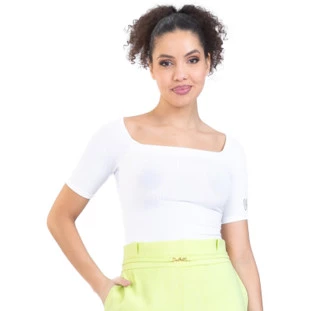 Blusa Onça Preta Basic Ombro A Ombro VE23 Off White Feminino