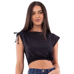 Blusa Cropped Onça Preta Estampado Tunel Av23 Preto Feminino