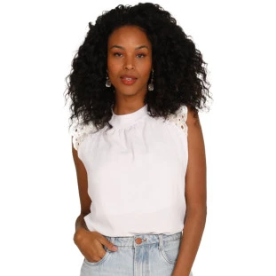 Blusa Onça Preta Barra Layse AV24 Branco Feminino