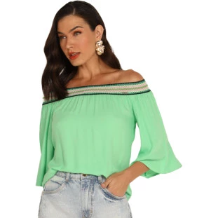Blusa Onça Preta Ciganinha AV24 Verde Feminino