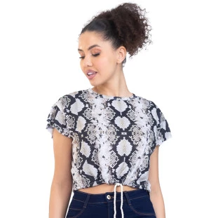 Blusa Onça Preta Amarracao PR23 Bege Feminino