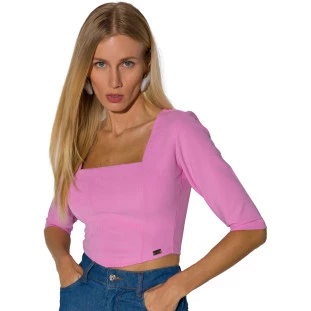Blusa Onça Preta 45385 Recortes In24 Rosa Feminino
