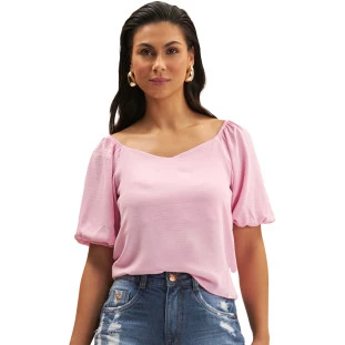 Blusa Onça Preta Manga Ve25 Rosa Feminino