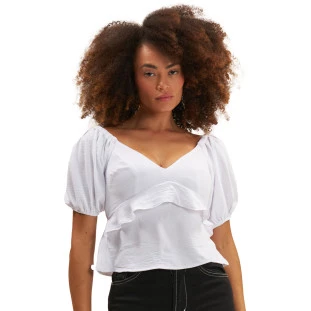 Blusa Onça Preta Decote Aberto Ve25 Branco Feminino