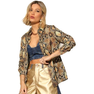 Camisa Onça Preta Basica Piton IN23 Marrom Feminino
