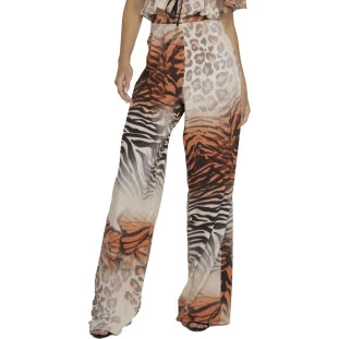Pantalona Onça Preta Estampada V23 Branco Feminino
