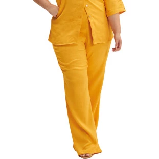 Calça Onça Preta Alfaiataria Curves Ve25 Amarelo Feminino