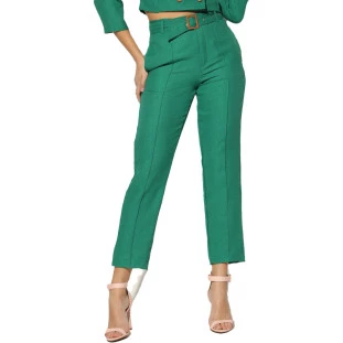 Calça Onça Preta Alfaiataria Recortes I23 Verde Feminino