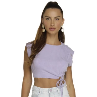 Regata Onça Preta Muscle Cropped Ribana VE23 Lilás Feminino