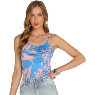 Regata Onça Preta Basic Print AV24 Azul Feminino
