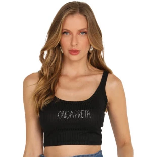 Regata Cropped Onça Preta Alca AV24 Preto Feminino