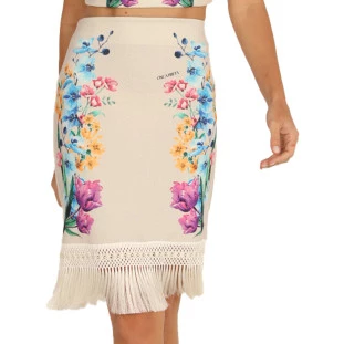 Saia Midi Onça Preta Garden AV24 Off White Feminino