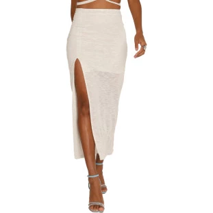 Saia Midi Onça Preta Glam AV24 Prata Feminino