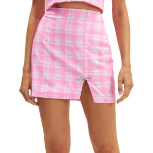 Saia Onça Preta Curta Mini Fenda Ve25 Rosa Feminino