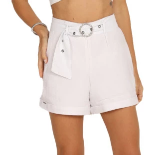 Shorts Onça Preta Cinto AV24 Branco Feminino