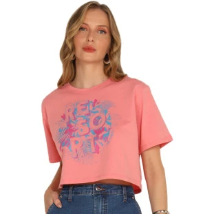 Blusa Cropped Onça Preta Estampada AV24 Rosa Feminino