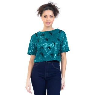 Tshirt Onça Preta Cropped Plums IV23 Verde Feminino